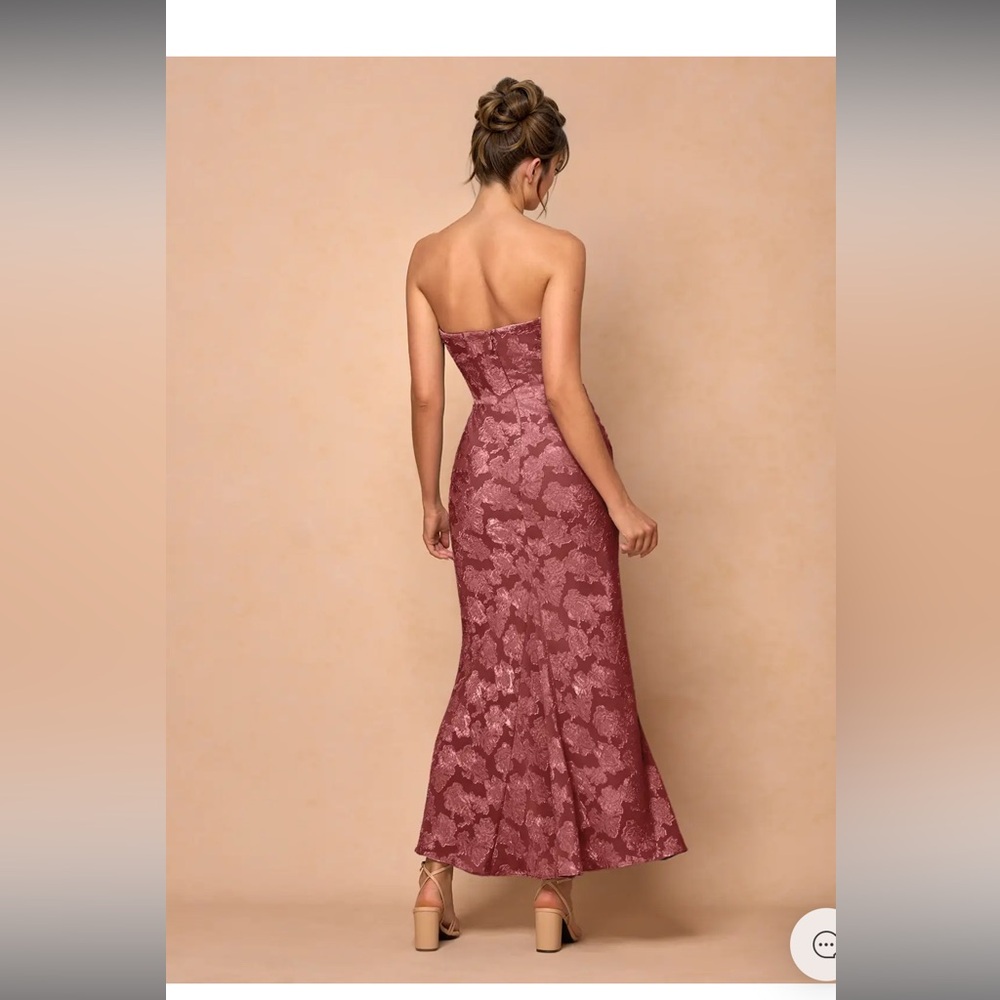 Azazie Strapless Lace Gown in Dusty Rose - Picture 3 of 5